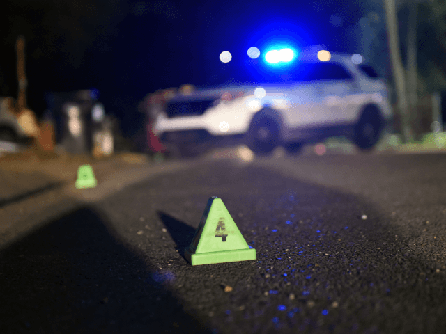 Evidence markers sit on the ground after a shooting at a playground on November 22, 2015 i