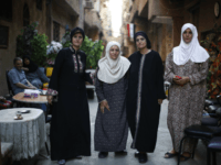 syria In this Monday, July 16, 2018 photo, Palestinian Abdul-Mahmoud sisters from right to left, Amal, Hanan, Izdihar, Myasar, pose for a picture outside their house on Lod street at the Palestinian refugee camp of Yarmouk in the Syrian capital Damascus, Syria. The four sisters spent Syria's seven-year conflict in the …