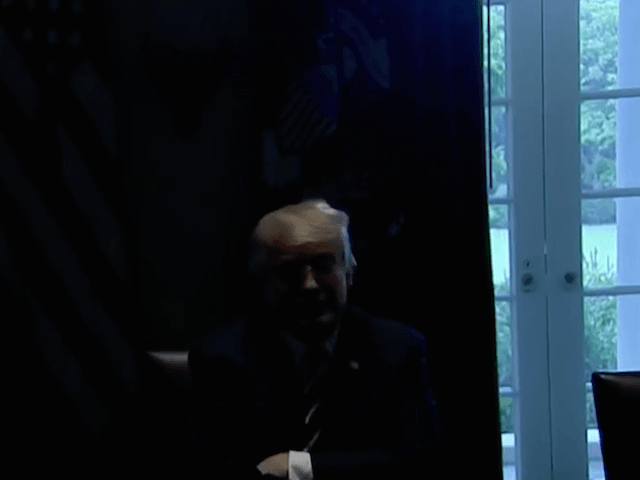 Lights go out as Trump speaks to reporters at the White House