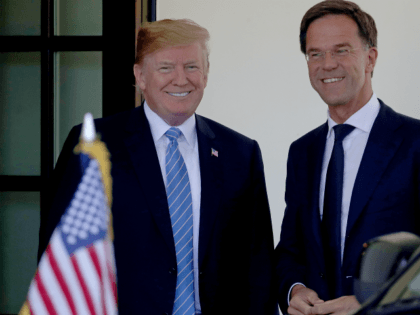 U.S. President Donald Trump welcomes Dutch Prime Minister Mark Rutte (R) to the White Hous