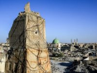 The base of Mosul's famous destroyed "Al-Hadba" leaning minaret is pictured on July 9, 2018, a year after Iraqi forces ousted the Islamic State group from Iraq's second city The base of Mosul's famous destroyed "Al-Hadba" leaning minaret is pictured on July 9, 2018, a year after Iraqi forces ousted the Islamic State group from Iraq's second city