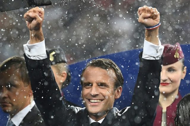 Macron cheers from the stands -- then 'dabs' in the changing room