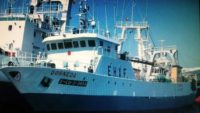 This undated and unlocated handout picture released by the Argentine Navy shows Spanish fishing vessel "Dorneda" which sunk off Argentina on July 11, 2018; 25 crew members have been rescued while one person died and another is still missing