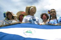 Nicaraguan opposition protesters take part in a march called "Masaya florecera" (Masaya will flourish) in Managua on July 21, 2018