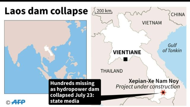 Hundreds missing in Laos after hydropower dam collapse: state media