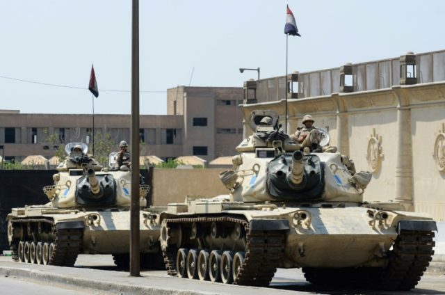 The US froze funds for Egypt's military, pictured in 2014, in 2017 over human rights concerns, but the Trump administration has decided to release $195 million in aid