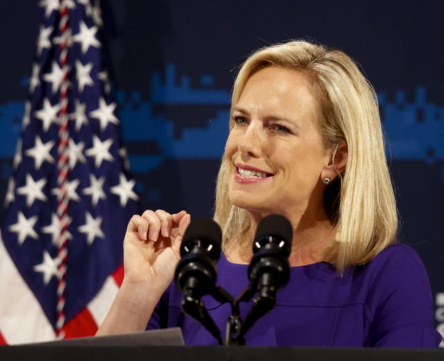 Cyber Security Summit Kirstjen, Perry, Nakasone Secretary of Homeland Security Kirstjen Nielsen address the Department of Homeland Security (DHS) National Cybersecurity Summit, Tuesday, July 31, 2018, in New York. (AP Photo/Bebeto Matthews) The Associated Press