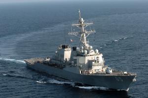 U.S. Navy warships sail through Taiwan Strait