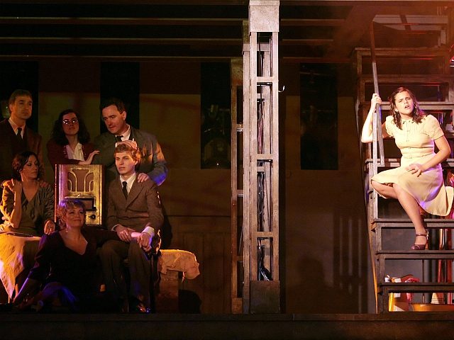 Young Cuban singer Isabella Castillo (R) performs during the rehearsal of the musical 'El diario de Ana Frank' in Madrid, on February 04 2008. This musical is based on the Diary of Anne Frank. AFP PHOTO/ PIERRE-PHILIPPE MARCOU (Photo credit should read PIERRE-PHILIPPE MARCOU/AFP/Getty Images)