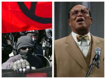 Antifa and Louis Farrakhan, both still on Facebook despite glorifying violence and using d