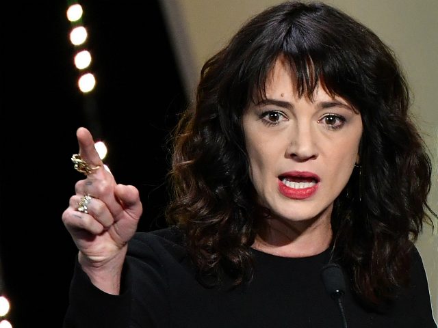Italian actress Asia Argento speaks on stage on May 19, 2018 during the closing ceremony o