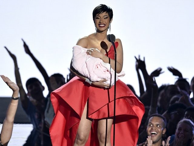 Cardi B speaks onstage at the MTV Video Music Awards at Radio City Music Hall on Monday, A