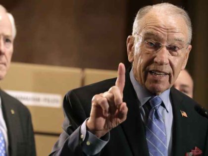Senate Judiciary Committee Chairman Charles Grassley (R-IA) answers reporters' questions during a news conference about Supreme Court nominee Judge Brett Kavanaugh in the Dirksen Senate Office Building on Capitol Hill August 2, 2018 in Washington, DC. Republicans on the committee claim that Senate Democrats are attempting to slow or stall …