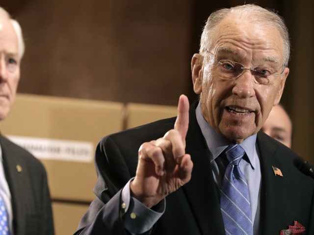 Senate Judiciary Committee Chairman Charles Grassley (R-IA) answers reporters' questions d