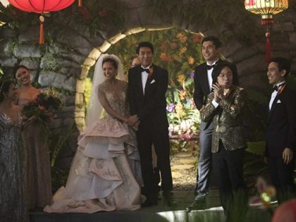 Chris Pang, Sonoya Mizuno, Jimmy O. Yang, and Henry Golding in Crazy Rich Asians (Warner Bros. 2018)