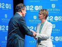 Cuomo, Nixon Debate New York Gov. Andrew Cuomo, left, shakes hands with Democratic New York gubernatorial candidate Cynthia Nixon before their debate at Hofstra University in Hempstead, N.Y., Wednesday, Aug. 29, 2018.