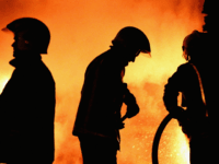 Fire fighters GLASGOW, SCOTLAND - NOVEMBER 05: Fire crews attend an incident in Calton area of Glasgow on November 5, 2010 in Glasgow, Scotland. Brigades across the country faced their busiest night of the year, with bonfire night falling on a Friday the commonest call out was for unattended or out of …