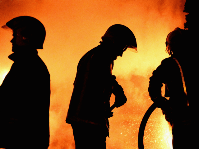 GLASGOW, SCOTLAND - NOVEMBER 05: Fire crews attend an incident in Calton area of Glasgow o