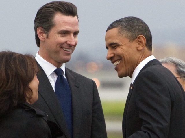 Gavin Newsom and Barack Obama (Saul Loeb / AFP / Getty)