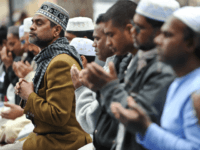 Muslims living in Italy pray in front of the monument dedicated to king Victor Emmanuel II on April 22, 2011 in central Rome. Muslims wished to draw attention for their religion rights. AFP PHOTO / ANDREAS SOLARO (Photo credit should read ANDREAS SOLARO/AFP/Getty Images)