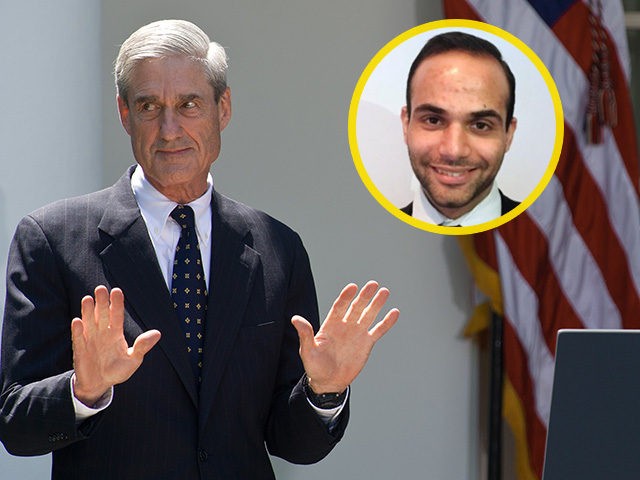 INSET: George Papadopoulos. US President Barack Obama applauds outgoing Federal Bureau of Investigations (FBI) director Robert Mueller (L) in the Rose Garden at the White House in Washington,DC on June 21, 2013 as he nominates Jim Comey to be the next FBI director. Comey, a deputy attorney general under George …