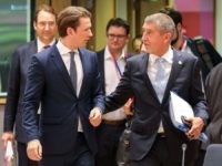 BELGIUM-EU-SUMMIT-POLITICS Austria's Chancellor Sebastian Kurtz (L) speaks with Czech Republic's Prime Minister Andrej Babis during an European Union leaders' summit focused on migration, Brexit and eurozone reforms on June 28, 2018 at the Europa building in Brussels. - The two-day meeting in Brussels is expected to be dominated by deep divisions …