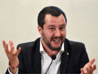 GettyImages-992242948 Italys Interior Minister and deputy Prime Minister Matteo Salvini speaks during a joint press conference with Vice President of the Presidential Council of Libya, at the Viminale palace in Rome, on July 5, 2018. (Photo by ANDREAS SOLARO / AFP) (Photo credit should read ANDREAS SOLARO/AFP/Getty Images)
