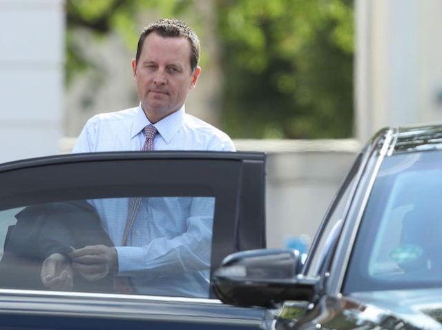 U.S. Ambassador Richard Grenell departs after attending a reception for the internaitonal diplomatic corps hosted by German Chancellor Angela Merkel at Schloss Meseberg palace on July 6, 2018 near Gransee, Germany. Grenell, who was appointed ambassador by U.S. President Donald Trump, recently met with German auto executives to propose a …