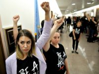 Kavanaugh Protest Protesters opposed to the nomination of Supreme Court nominee Judge Brett Kavanaugh gather outside the office of Senator John Thune (R-South Dakota) prior to a scheduled meeting between Thune and Kavanaugh on Capitol Hill on August 1st, 2018, in Washington, D.C.