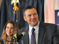 Kobach Primary Win Republican Gubernatorial Candidate Secretary of State of Kansas Kris Kobach Attends His Primary Night Gathering In Topeka TOPEKA, KS - AUGUST 07: Republican primary candidate for Governor Kris Kobach, speaks to supporters just after midnight in a tight race with Jeff Colyer that is too close to call. Kobach was …