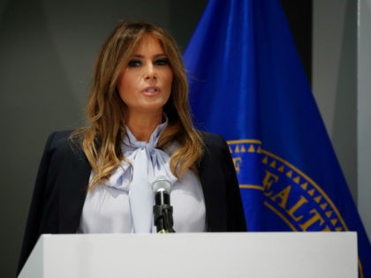 First lady Melania Trump speaks as she attends the 6th Federal Partners in Bullying Prevention (FPBP) Summit at Health and Human Service in Rockville, Md., Monday, Aug. 20, 2018. (AP Photo/Pablo Martinez Monsivais)