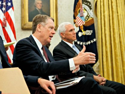 White House senior adviser Jared Kushner, left, and Vice President Mike Pence, right, listen as United States Trade Representative Robert Lighthizer talks with President Donald Trump about a trade "understanding" between the United States and Mexico, in the Oval Office of the White House, Monday, Aug. 27, 2018, in Washington.