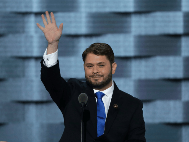 U.S. Rep. Ruben Gallego (D-AZ) delivers remarks on the third day of the Democratic Nationa
