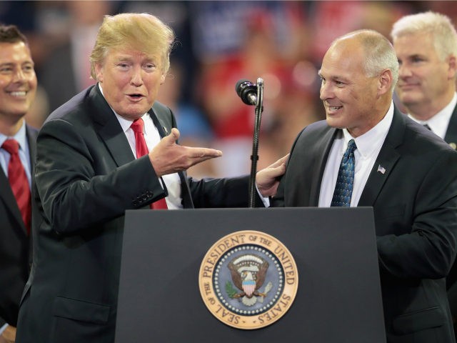 President Donald Trump introduces Pete Stauber, Republican candiate for the U.S. House in
