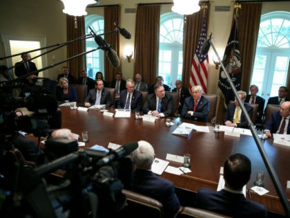 US President Donald Trump, center, hosts a cabinet meeting in the Cabinet Room of the White House on August 16, 2018 in Washington, DC. (Photo by Oliver Contreras-Pool/Getty Images)