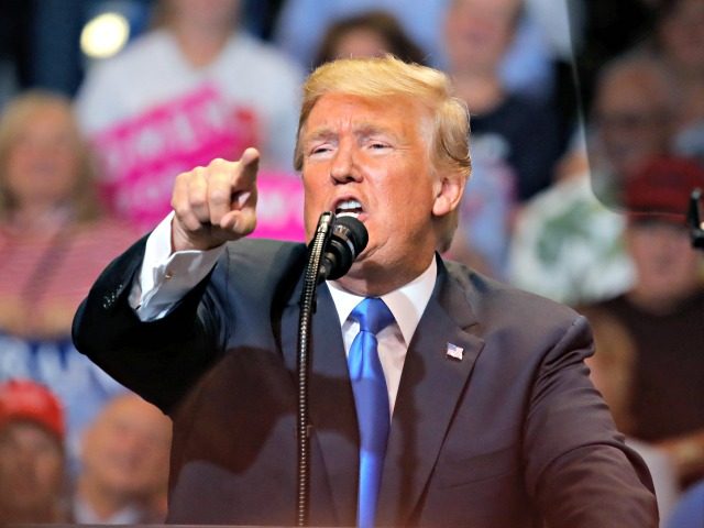 President Donald Trump speaks during a rally, Thursday, Aug. 2, 2018, at Mohegan Sun Arena at Casey Plaza in Wilkes Barre, Pa.