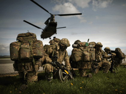 STRANRAER, SCOTLAND - APRIL 16: Soldiers from 16 Air Assault Brigade take part in Exercise
