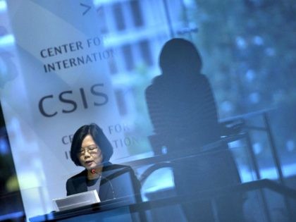 US-TAIWAN-POLITICS Dr. Tsai Ing-wen, Chair of Taiwan's Democratic Progressive Party and a presidential nominee, speaks during an event at the Center for Strategic and International Studies June 3, 2015 in Washington, DC.