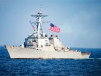 In this March 22, 2017, photo provided by U.S. Navy, U.S. Navy destroyer USS Stethem transits waters east of the Korean Peninsula during a photo exercise including the U.S. Navy and South Korean Navy during the Operation Foal Eagle. China’s foreign ministry is strongly protesting the U.S. Navy destroyer USS …