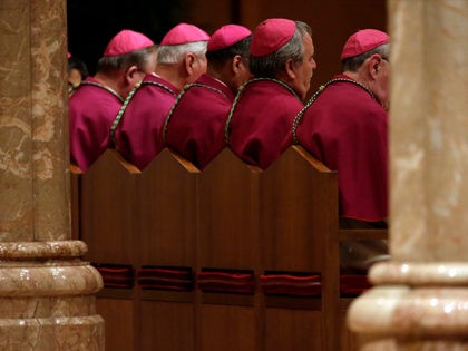 Bishops sit as they listen to Bishop Blase Cupich during his Rite of Reception service at Holy Name Cathedral, Monday, Nov. 17, 2014, in Chicago. Cupich will be installed as the ninth Archbishop of Chicago on Tuesday. He was named in September by Pope Francis to succeed the retiring Cardinal …
