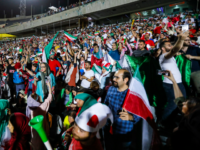 iran soccer crowd Iranian football supporters cheer for their national team during a screening of the Russia 2018 World Cup Group B football match between Iran and Spain in Azadi stadium in the capital Tehran on June 20, 2018. -