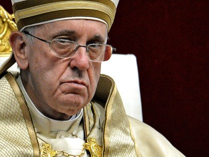 Pope Francis leads a prayer in Saint Peter's basilica in the Vatican, as part of the World