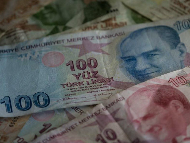 ISTANBUL, TURKEY - NOVEMBER 21: Turkish Lira currency is seen on November 21, 2017 in Istanbul, Turkey. The Turkish Lira plunged to a record low of 3.978 against the dollar in early Tuesday trading. Concern's over deteriorating relations with the U.S. and the central bank continue to effect Turkish markets. …