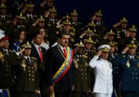 Venezuelan President Nicolas Maduro (C) attends a ceremony to celebrate the 81st anniversary of the National Guard in Caracas on August 4, 2018