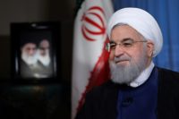 Iranian President Hassan Rouhani speaks about his US counterpart Donald Trump's reimposition of crippling sanctions in an August 6, 2018 interview with state television