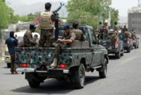 Yemeni police men, pictured July 2018, patrol the streets, as Yemen's ongoing conflict between the Saudi-backed government and rebels has killed nearly 10,000 people, the vast majority of them civilians Yemen: more than three years of war