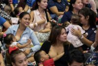 Philippine mothers take part in the event to promote breastfeeding