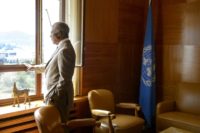 This 2012 file photo shows Kofi Annan as UN-Arab League envoy in his office at the United Nations Offices in Geneva