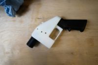 A 3D printed gun, called the "Liberator", is seen in a factory in Austin, Texas on August 1, 2018. A Texas man started selling digital gun-making blueprints despite a court-ordered distribution ban
