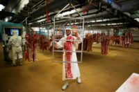 A slaughterhouise worker northwestern France -- the US state of Missouri has followed France's lead in clamping down on what can legally be called meat